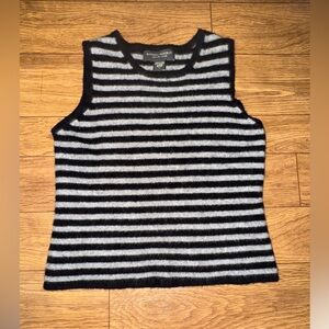 Banana Republic gray black 100% cashmere French Breton Nautical Striped size L